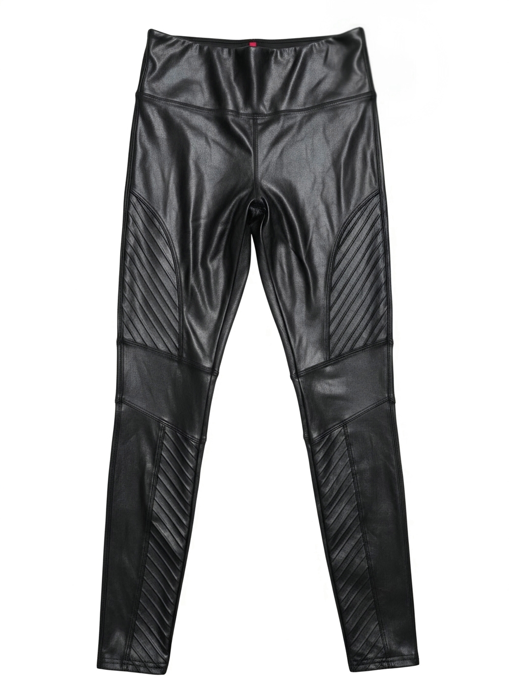 SPANX Black Faux-Leather Quilted High-Waist Leggings